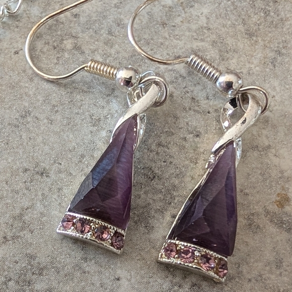 Elegant Purple and Silver Tone Jewelry Set - Picture 8 of 8
